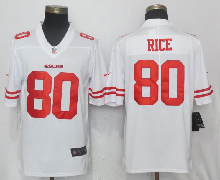 Men San Francisco 49ers #80 Rice White Vapor Untouchable Limited Player Nike NFL Jerseys->youth nfl jersey->Youth Jersey